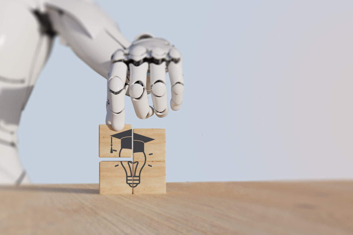 E learning technology concept. Online education, webinar, online courses..AI and machine learning enhance personalised learning. Digital training to employee, compliance, customer, partner.